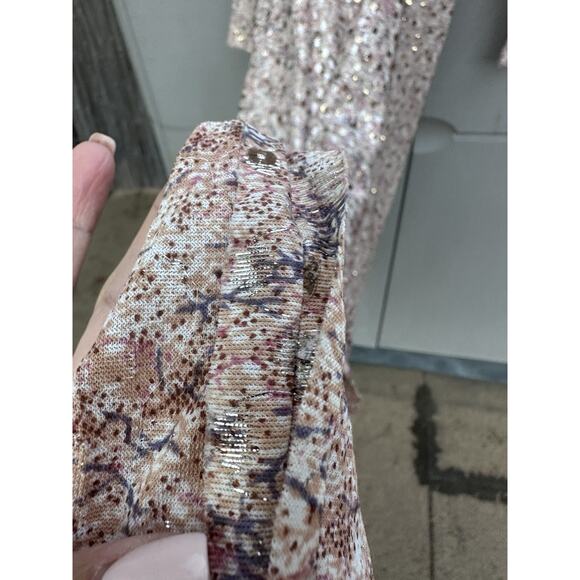 Victor Costa vintage scattered sequin disco Champagne gown V-neck Long Sleeves S - Picture 9 of 11